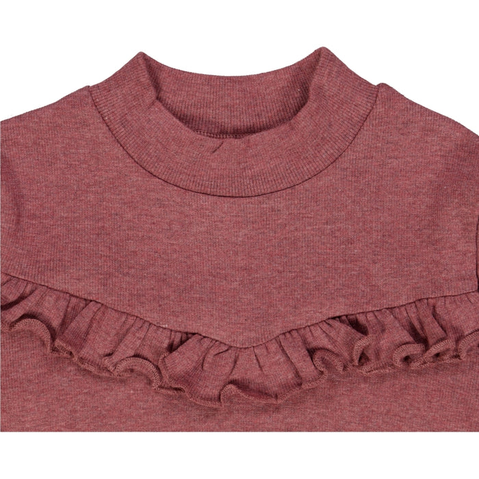 Wheat Main T-Shirt Rib Ruffle Jersey Tops and T-Shirts 2614 dark rouge melange
