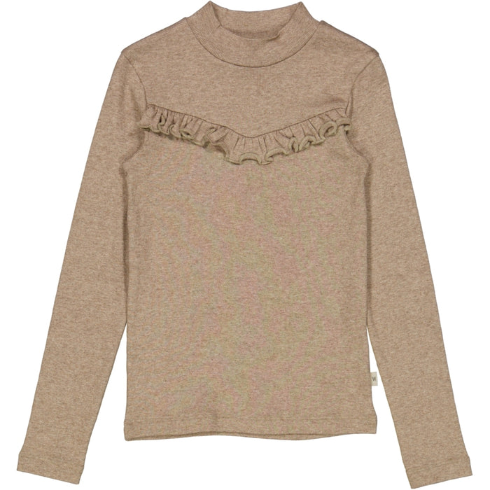 Wheat Main T-Shirt Rib Ruffle Jersey Tops and T-Shirts 3204 khaki melange