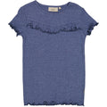Wheat Main T-Shirt Rib Ruffle SS Jersey Tops and T-Shirts 1076 blue melange