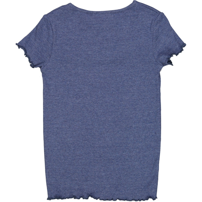 Wheat Main T-Shirt Rib Ruffle SS Jersey Tops and T-Shirts 1076 blue melange