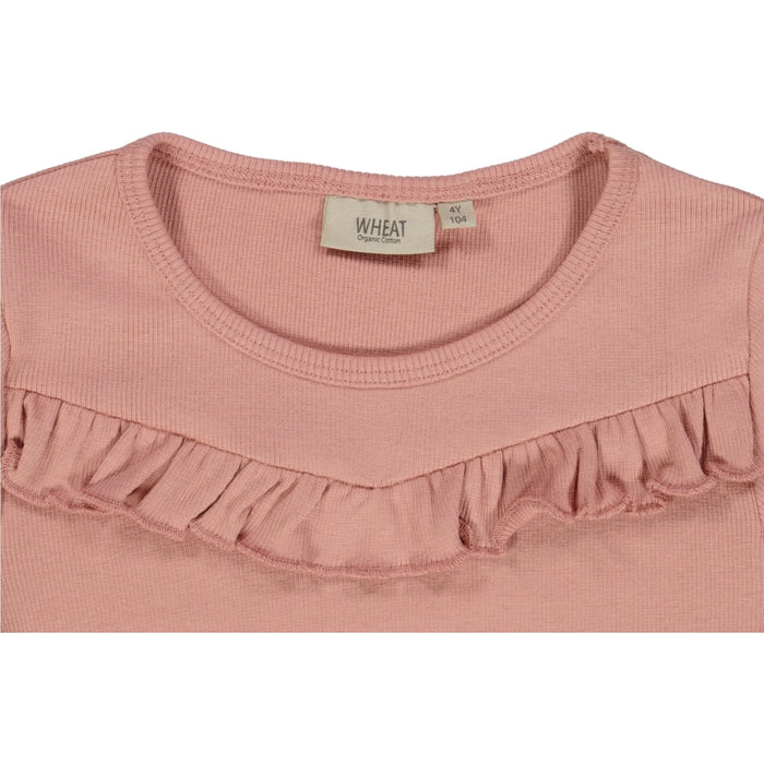 Wheat Main T-Shirt Rib Ruffle SS Jersey Tops and T-Shirts 2024 rosie