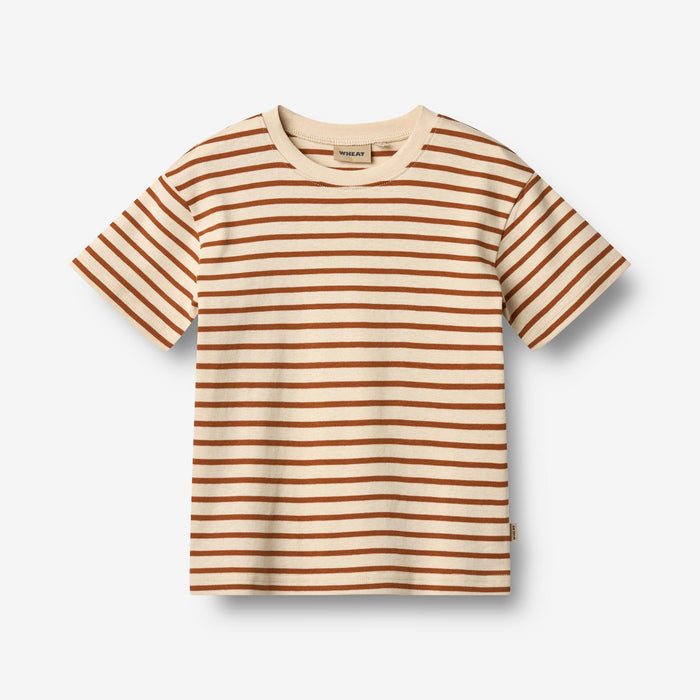 Wheat Main T-shirt S/S Fabian T-Shirt 9447 warm caramel stripe
