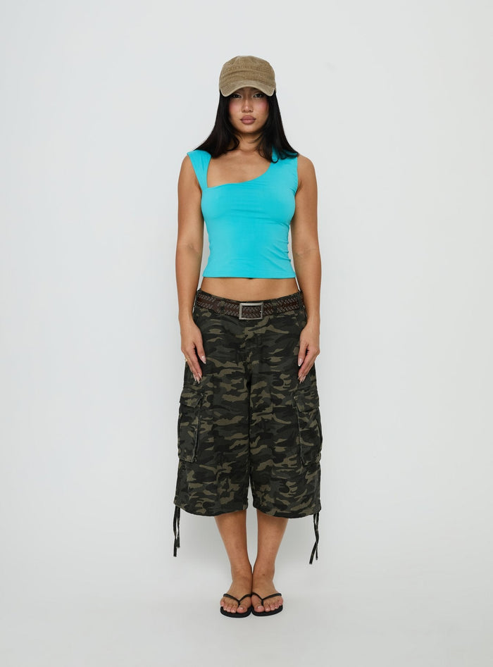 Tannen Cut Out Tank Top Cyan