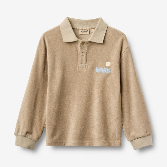 Wheat Main Terry Polo Shirt L/S Theodor Sweatshirt 9608 sand stone