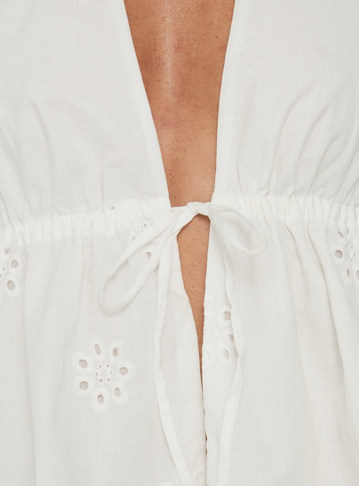 Top Form Broderie Anglais Tie Front Halter Top White