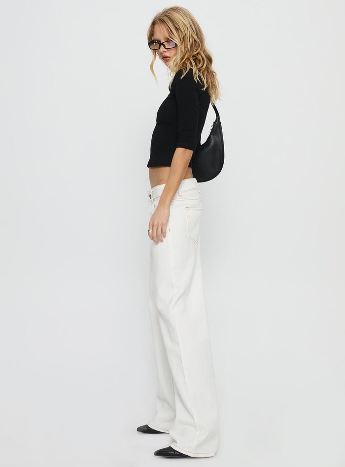 Top Model Low Rise Straight Leg Jeans Porcelain