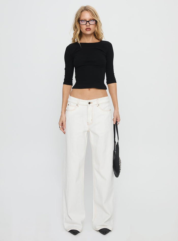 Top Model Low Rise Straight Leg Jeans Porcelain
