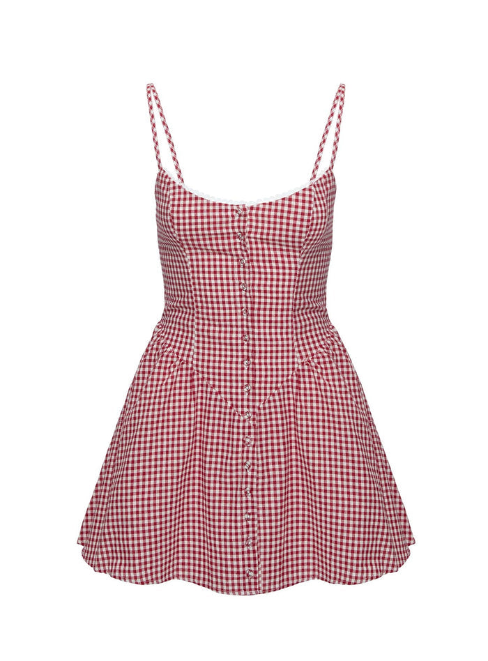 product Princess Polly Toulouse Mini Dress Red Gingham Scoop Neck