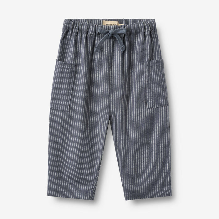Wheat Main Trousers Arne Trousers 1312 greyblue slub stripe
