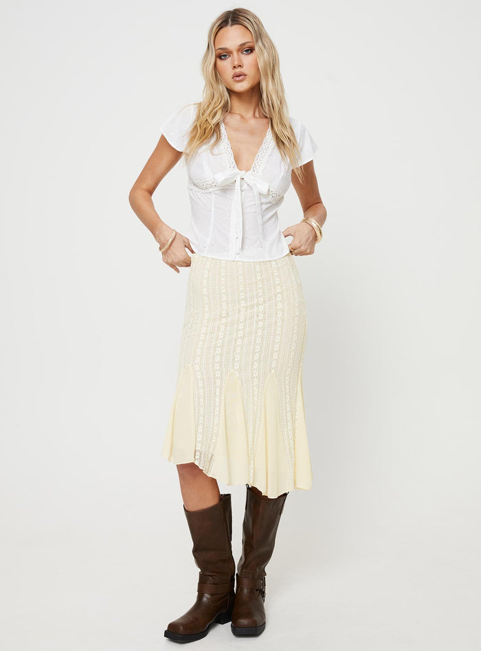 front view of model wearing Princess Polly Tullock Top White Low Impact Short Sleeves V-Neck