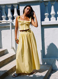 front view of model wearing Princess Polly Valerio Maxi Skirt Yellow Maxi