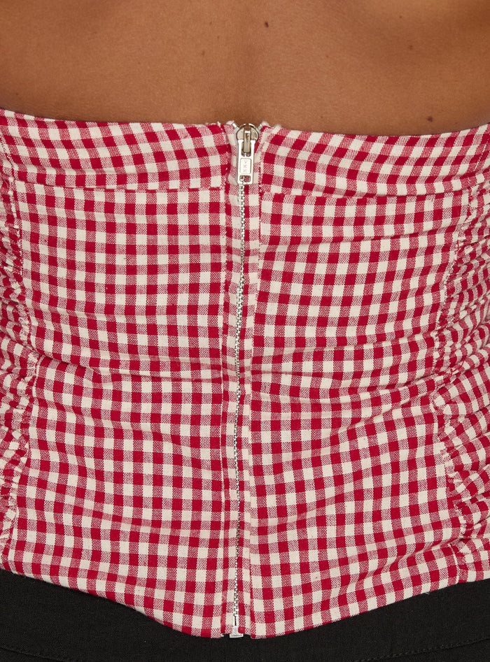 West Coast Love Halter Top Red Gingham