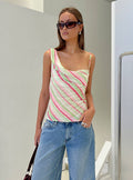 Winding Roads Layered Asymmetrical Top Multi Stripe