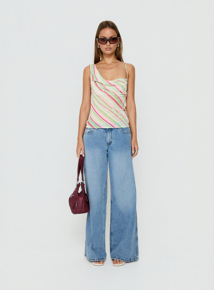 Winding Roads Layered Asymmetrical Top Multi Stripe