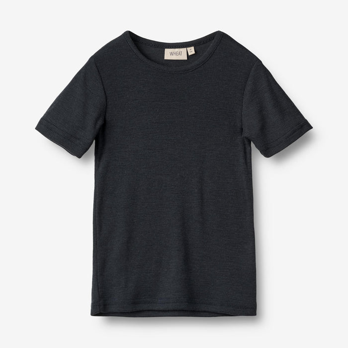 Wheat Wool Wool T-shirt S/S Seo Jersey Tops and T-Shirts 1432 navy