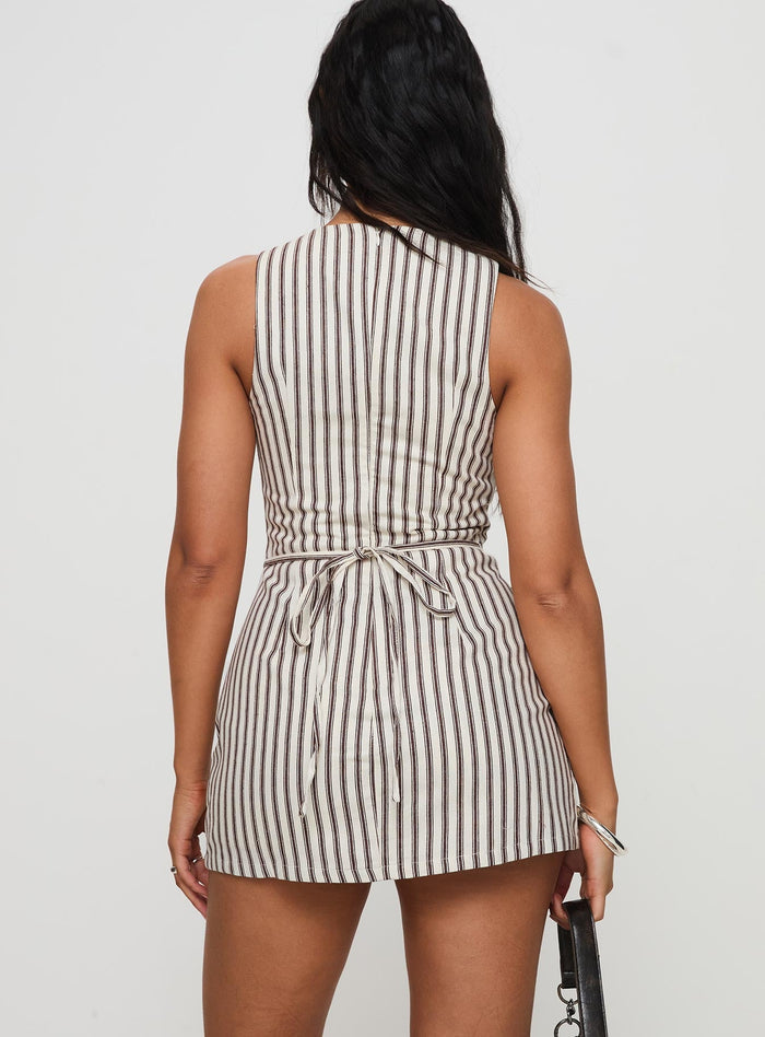 Yumiko Playsuit Brown Stripe