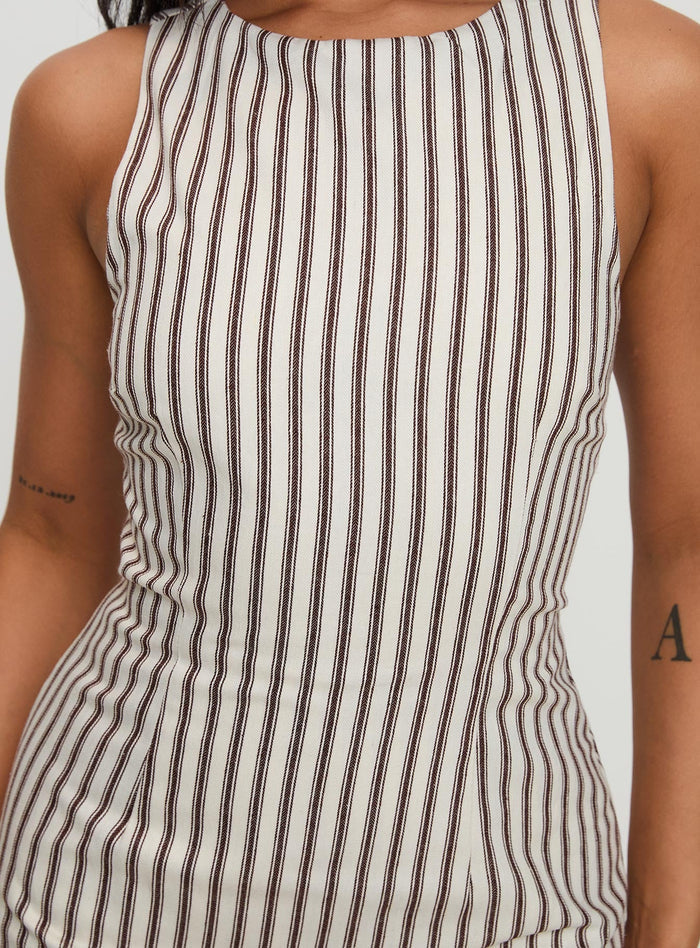 Yumiko Playsuit Brown Stripe