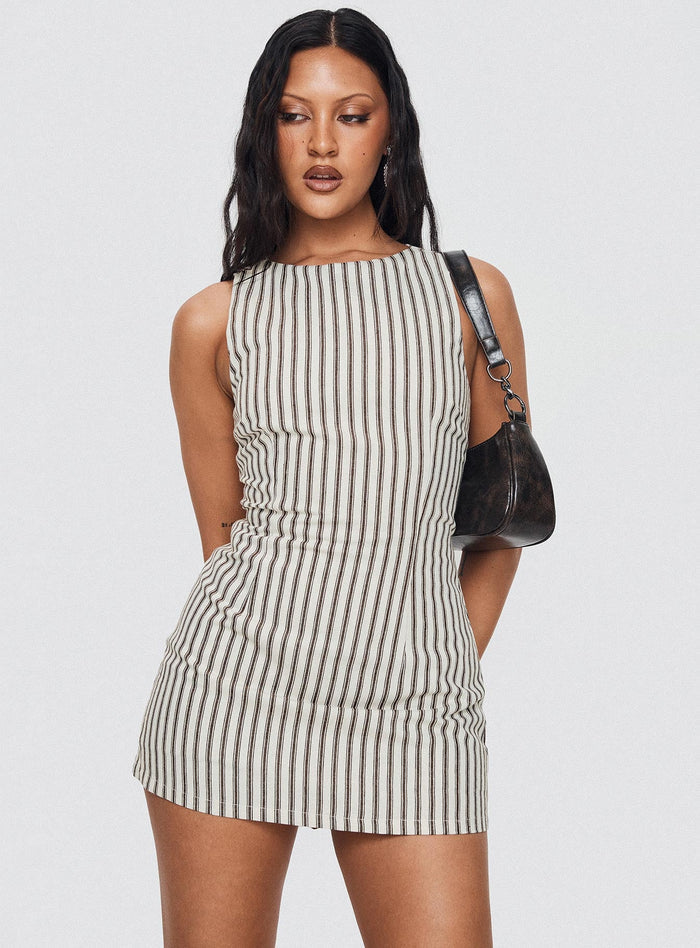 Yumiko Playsuit Brown Stripe