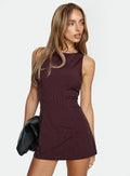 Yumiko Playsuit Burgundy Pinstripe