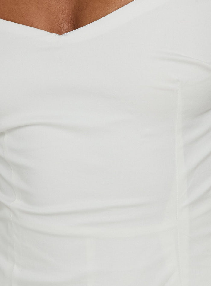 Yumiko Sweetheart Neckline Playsuit White
